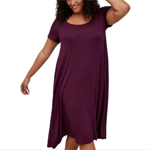 Torrid‎ Super Soft Knit Purple Midi Dress With Pockets Plus Size 3X - Picture 1 of 14